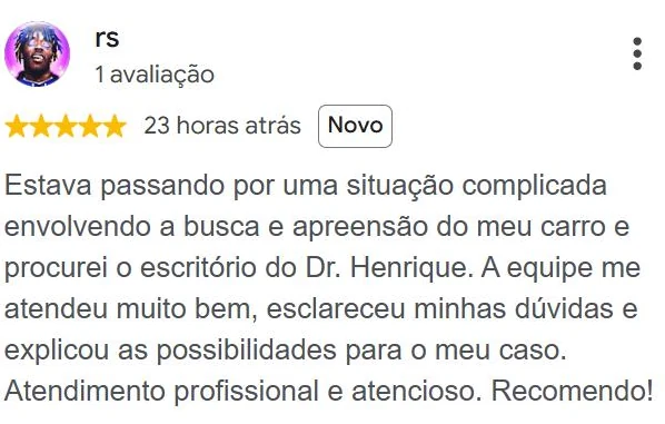 Avaliação 5 estrelas de rs no Google