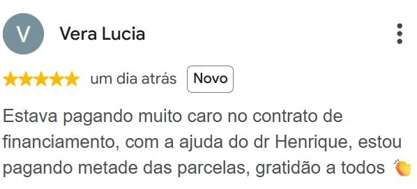 Avaliação 5 estrelas de Vera Lucia no Google